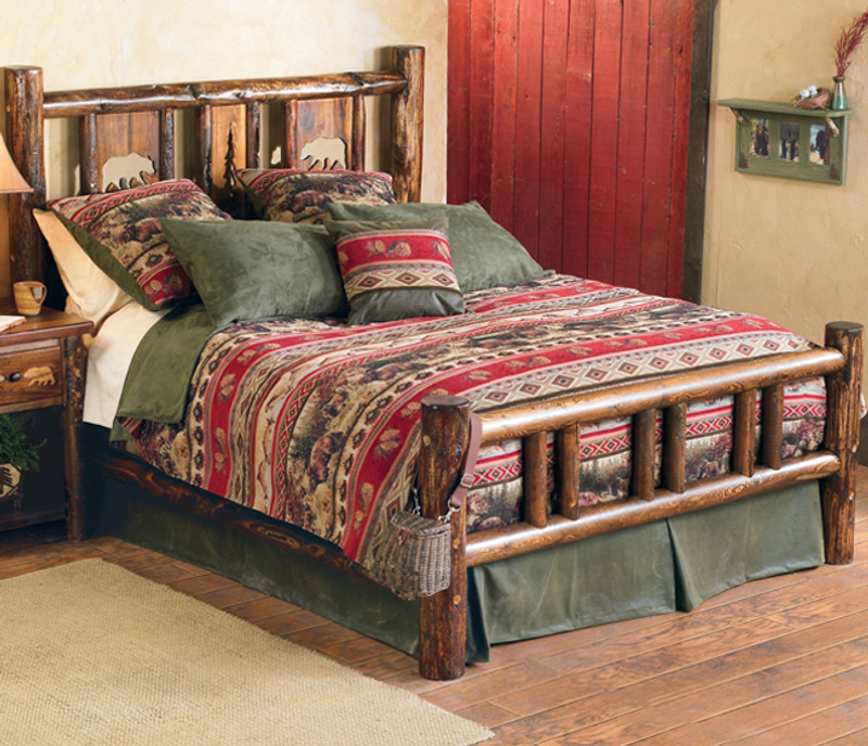 Blue Spruce Log Bear Bed - King