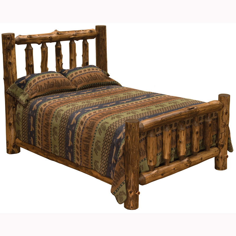 Vintage Cedar Log Complete Bed - Queen