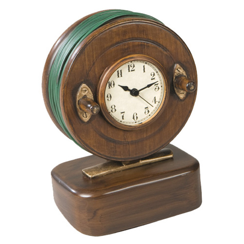 Vintage Wooden Look Fly Reel Clock from Black Forest Decor