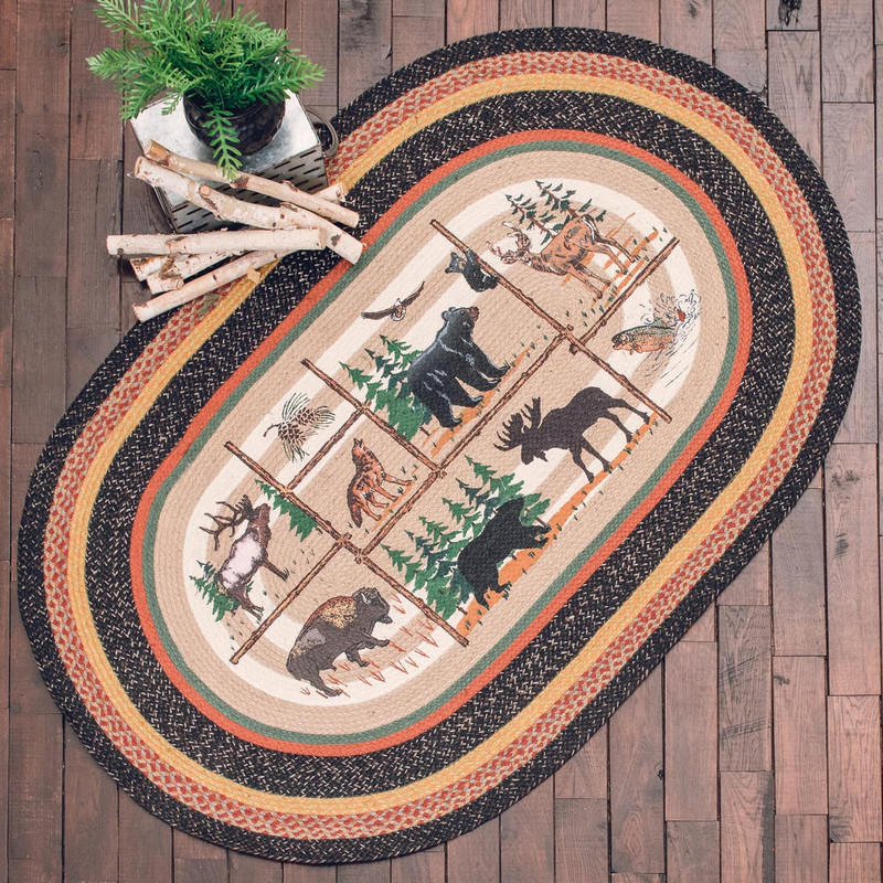 Wildlife Cabin Braided Rug - 3 x 5