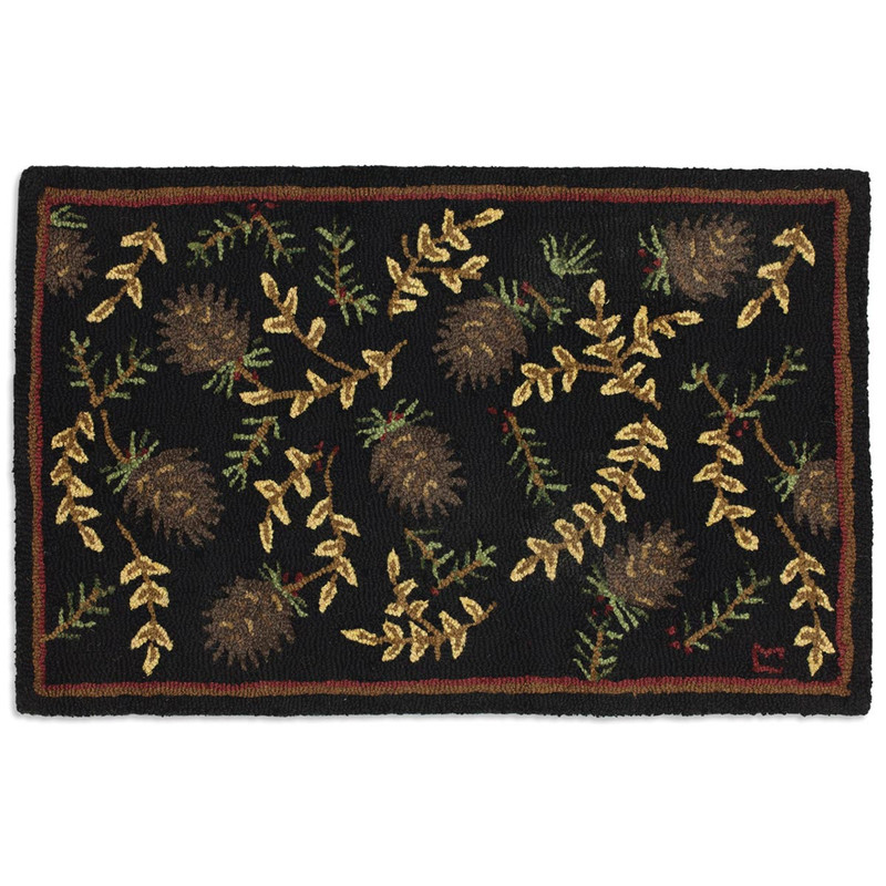 Elegant Pinecones Hooked Wool Rug