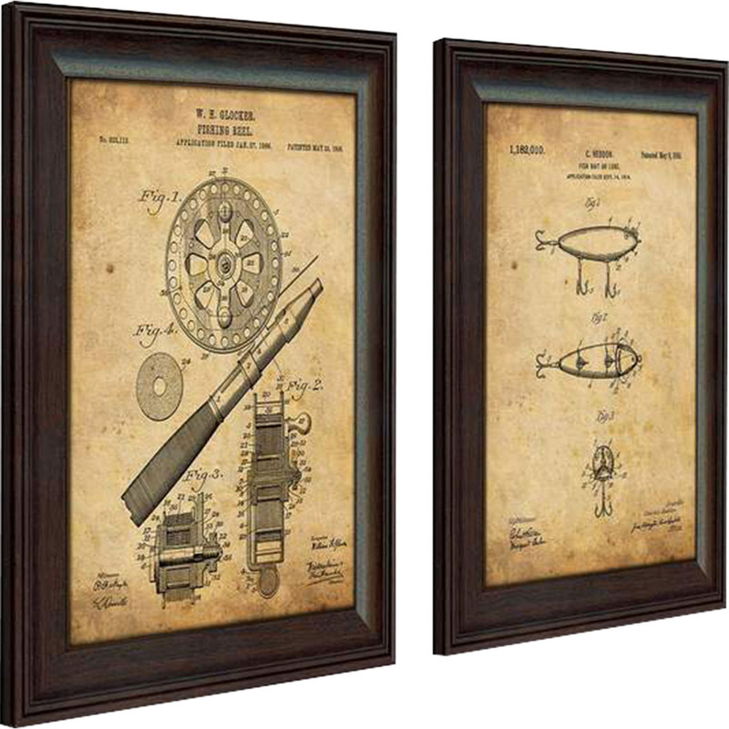 Classic Angler Patent Art - Set of 2