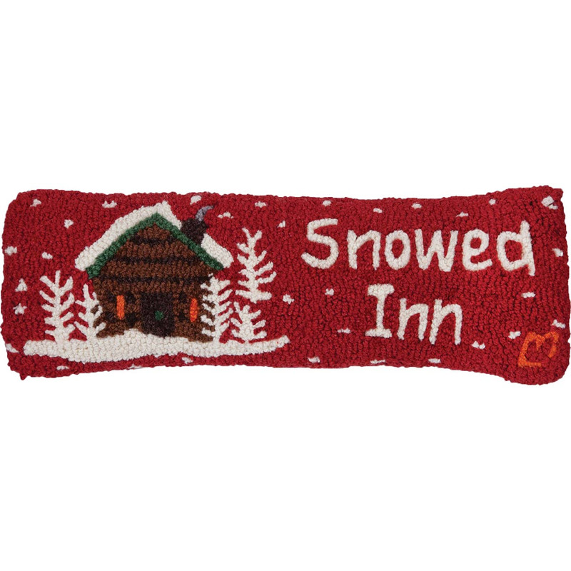 Snowed Inn Hooked Wool Pillow