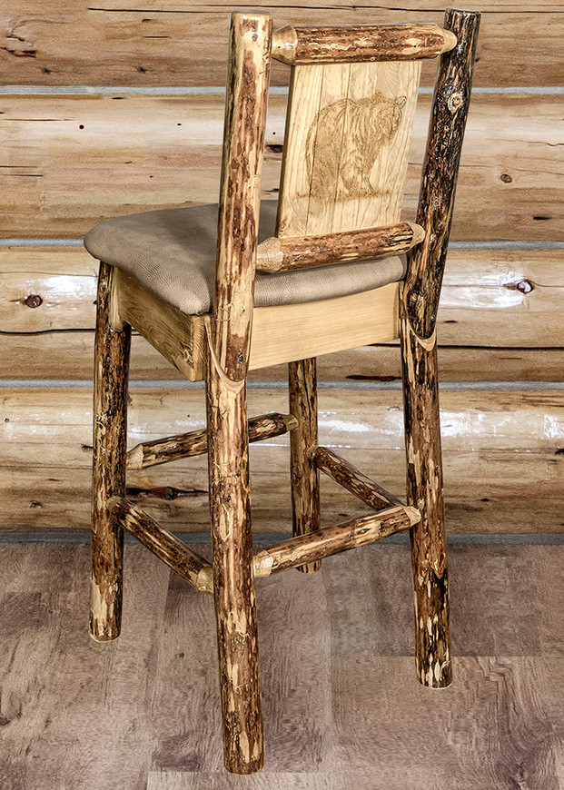 Cascade Counter Stool with Buckskin Upholstery and Back - Bear