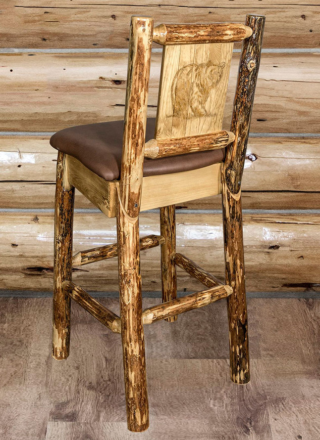 Cascade Counter Stool with Saddle Upholstery and Back - Bear