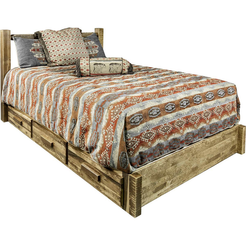 Denver Platform Bed with Storage - Full - Stained & Lacquered