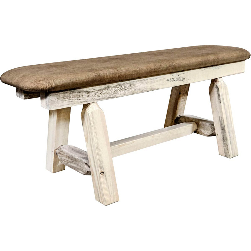 Denver Plank Bench with Buckskin Seat - 45 Inch - Lacquered