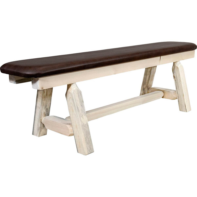 Denver Plank Bench with Saddle Seat - 5 Foot - Lacquered