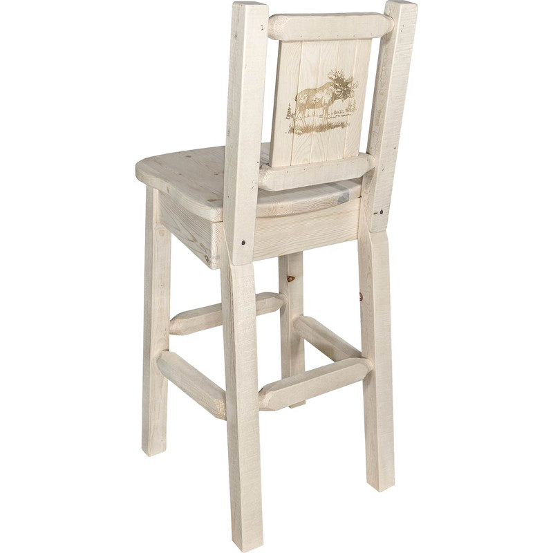 Denver Barstool with Engraved Moose Back - Lacquered