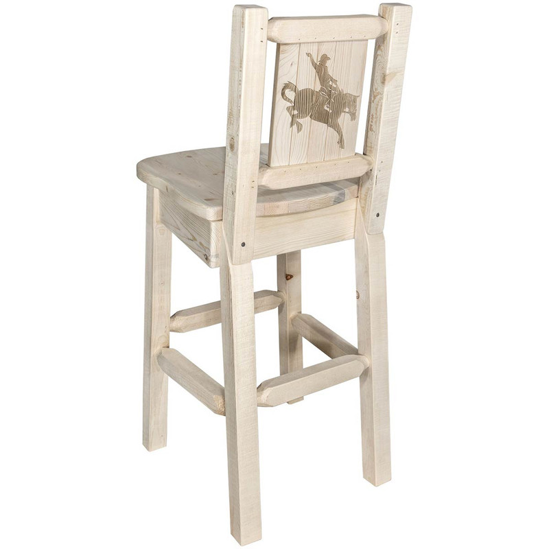 Denver Counter Height Barstool with Engraved Bronc Back - Lacquered