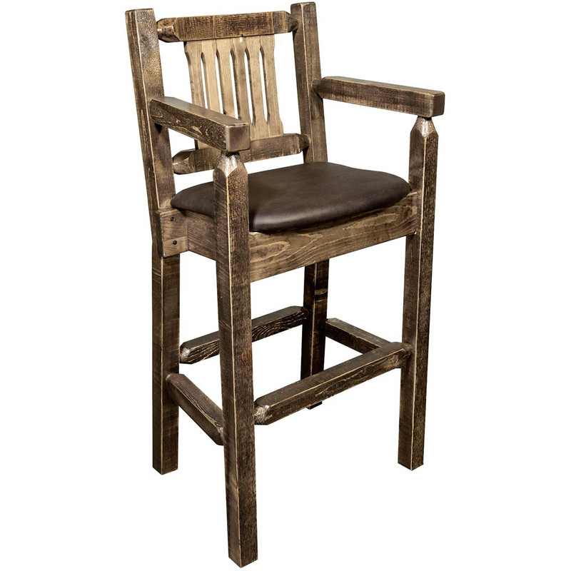 Denver Captain's Barstool with Saddle Seat - Stained & Lacquered