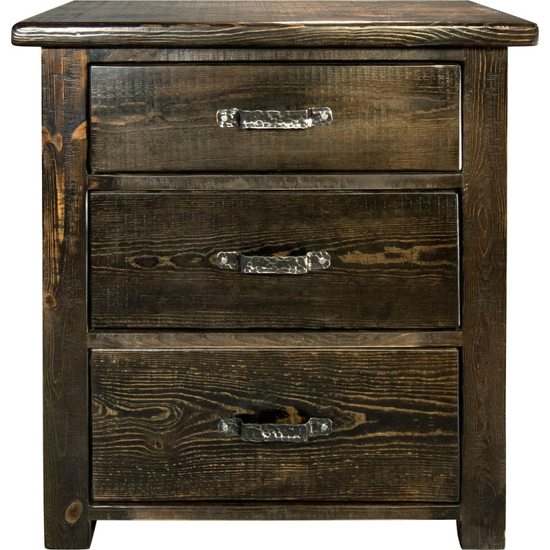 Lima Sawn 3 Drawer Chest with Iron - Jacobean Stain