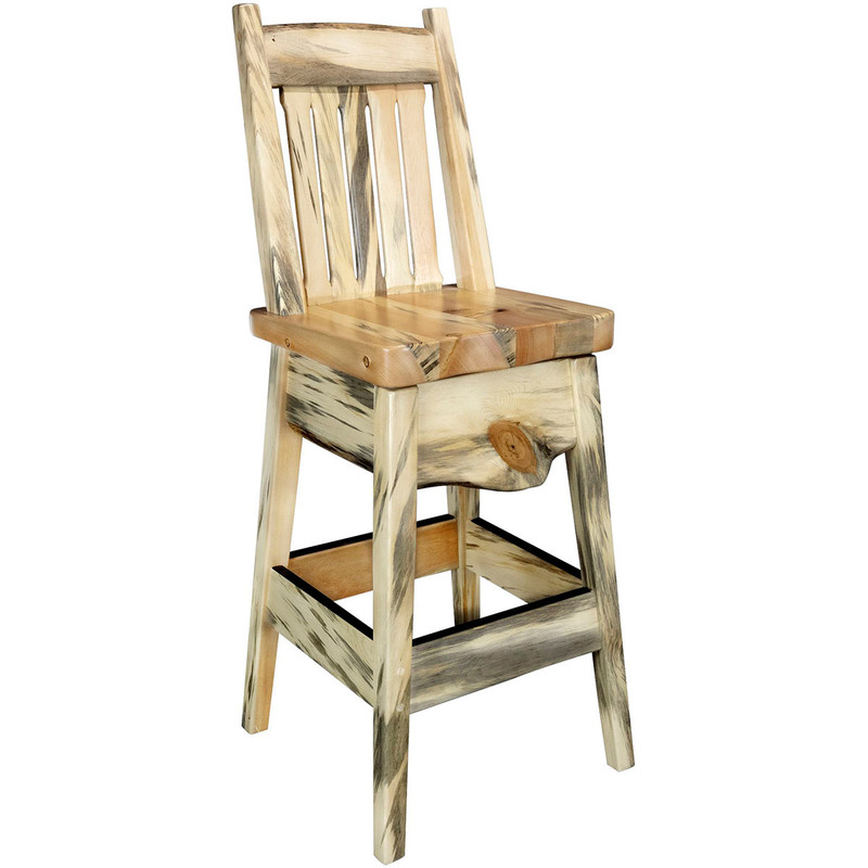 Lima 24 Inch Barstool with Back - Clear Lacquer