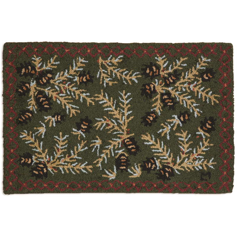 Diamond Pine Hooked Wool Rug - 2 x 3