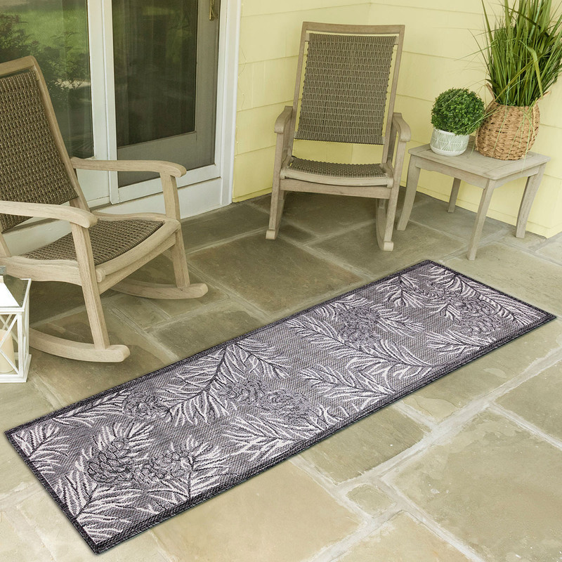 Aurora Pines Gray Indoor/Outdoor Rug - 2 x 8