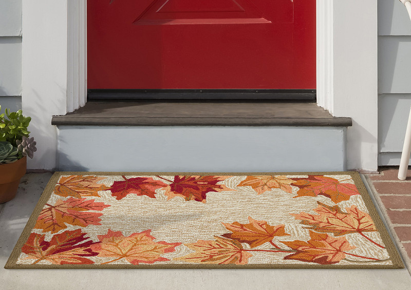 Autumn Leaves Tan Indoor/Outdoor Rug - 2 x 3