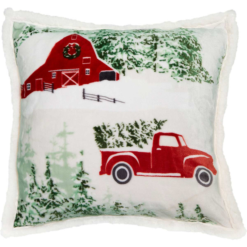 Woodland Farm Christmas Sherpa Pillow - OUT OF STOCK UNTIL 07/17/2024