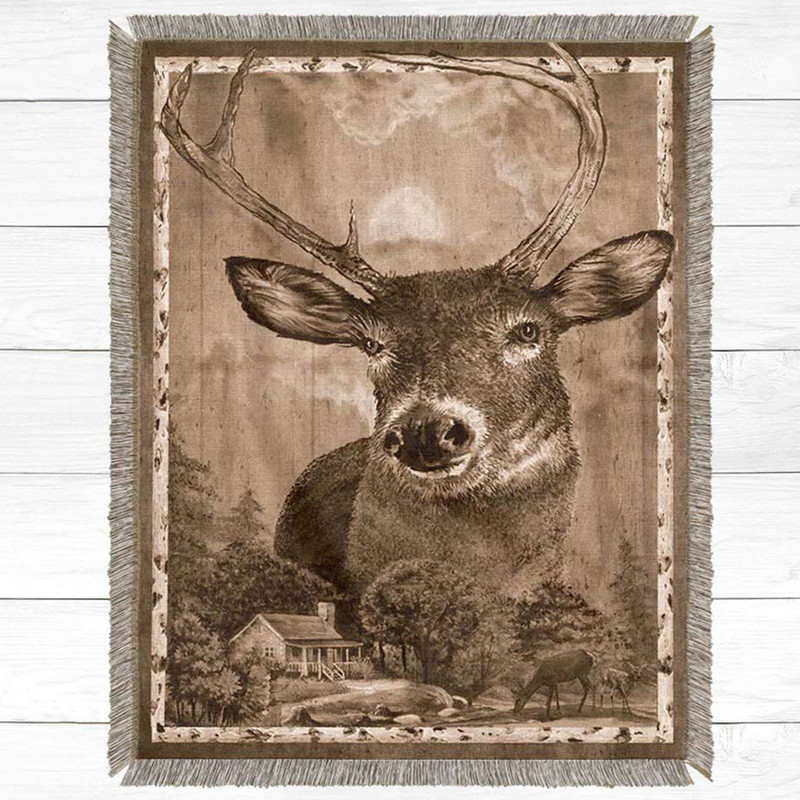 Birch Deer Throw Blanket - Small
