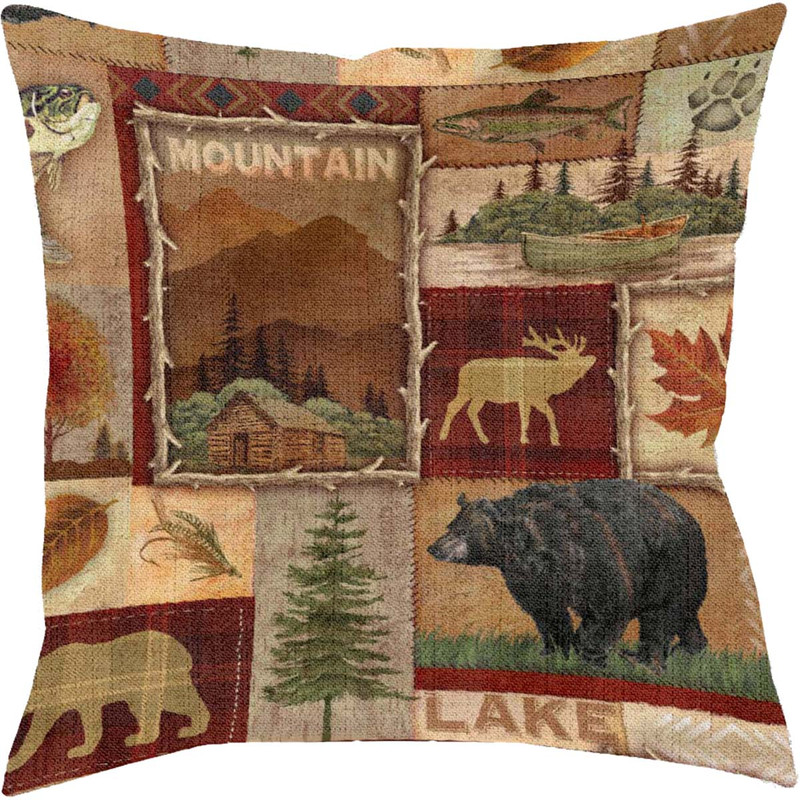 Mountain Lake Collage Decorative Pillow