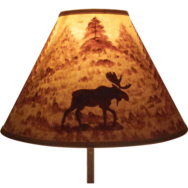 Woodland Pines Moose Handpainted Lampshade
