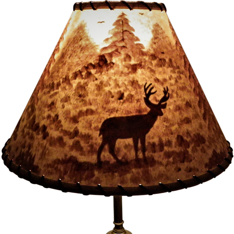 Woodland Pines Deer Handpainted Lampshade with Lacing