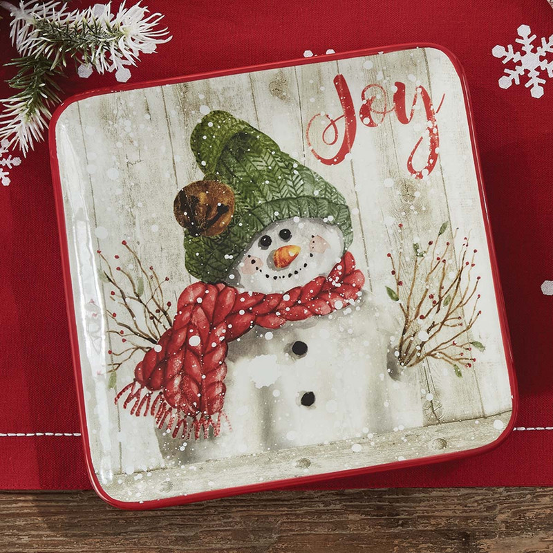 Snowman with Red Scarf Salad Plate