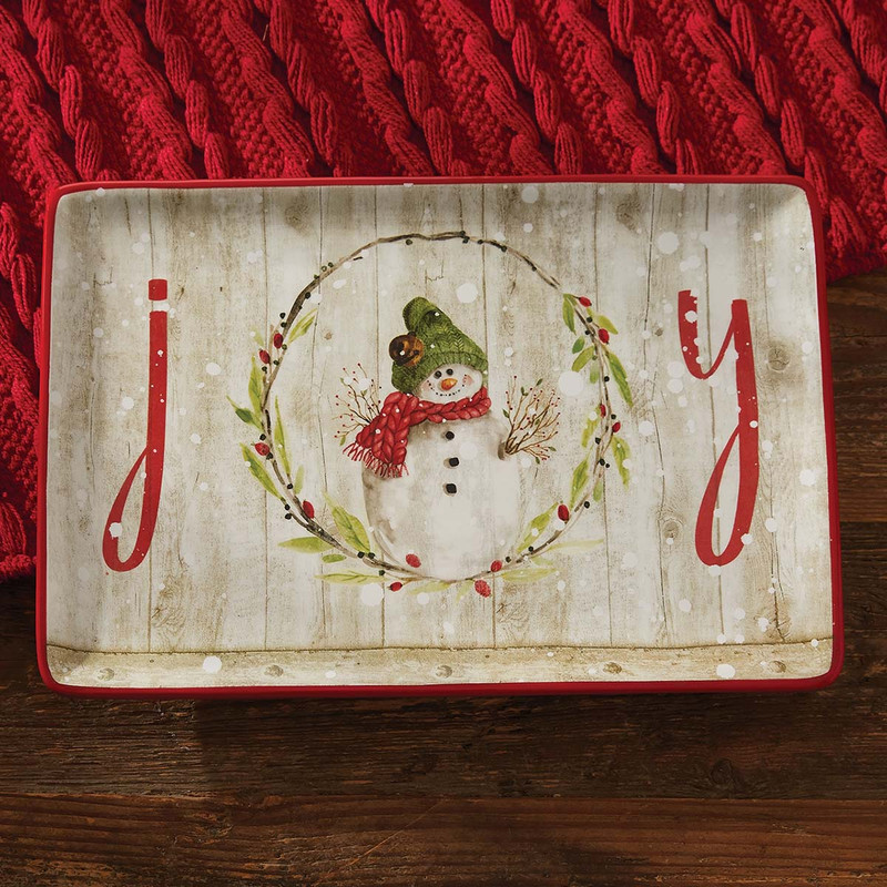 Snowman with Red Scarf Tray