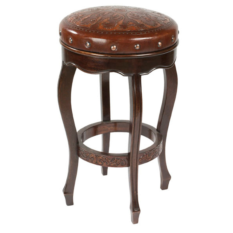 Colonial Spanish Heritage Round Counter Stools - Set of 2