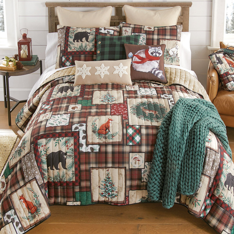 Woodland Christmas Quilt Bed Set - Queen