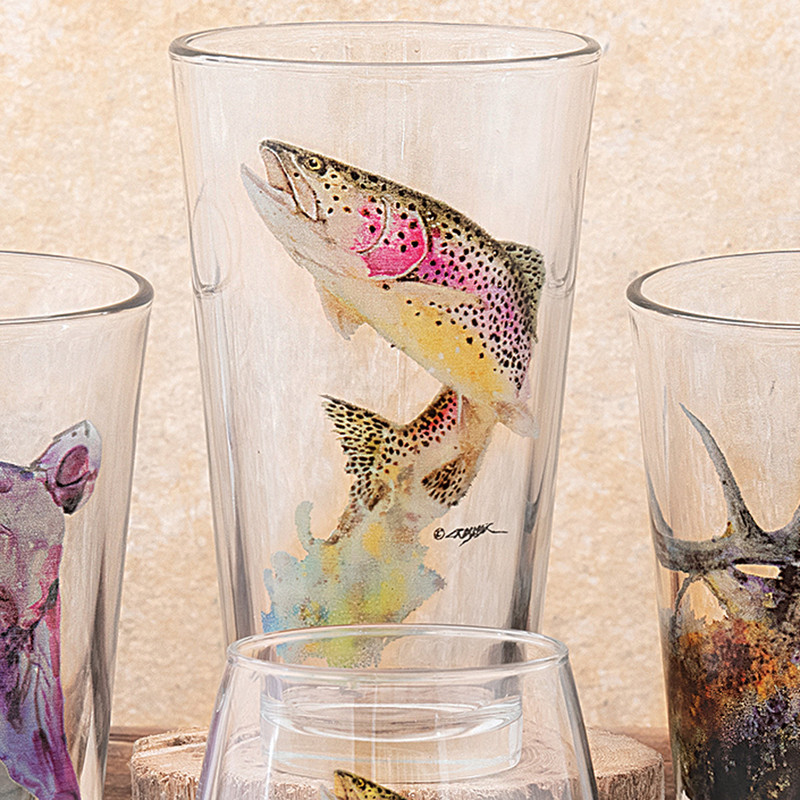 Northwoods Trout Pint Glasses - Set of 4