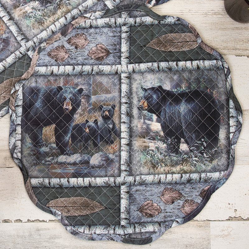 Bear Cabin Scenes Round Placemat