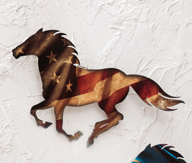 American Running Horse Metal Wall Art - Large
