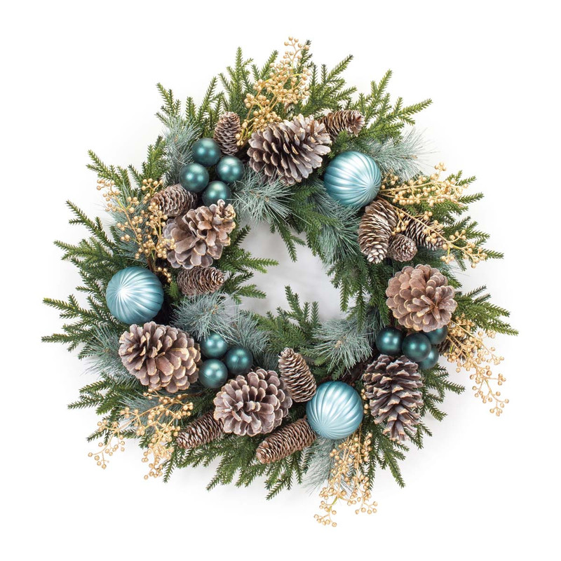 Golden Berry & Blue Pine Wreath