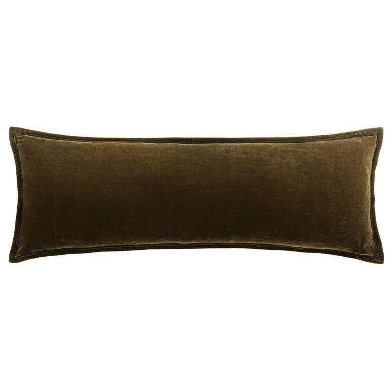 Leafy Green Velvet Long Lumbar Pillow