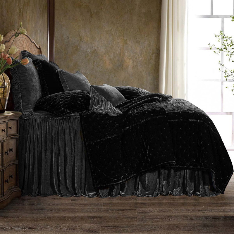 Azure Gray Velvet Bed Set - Queen