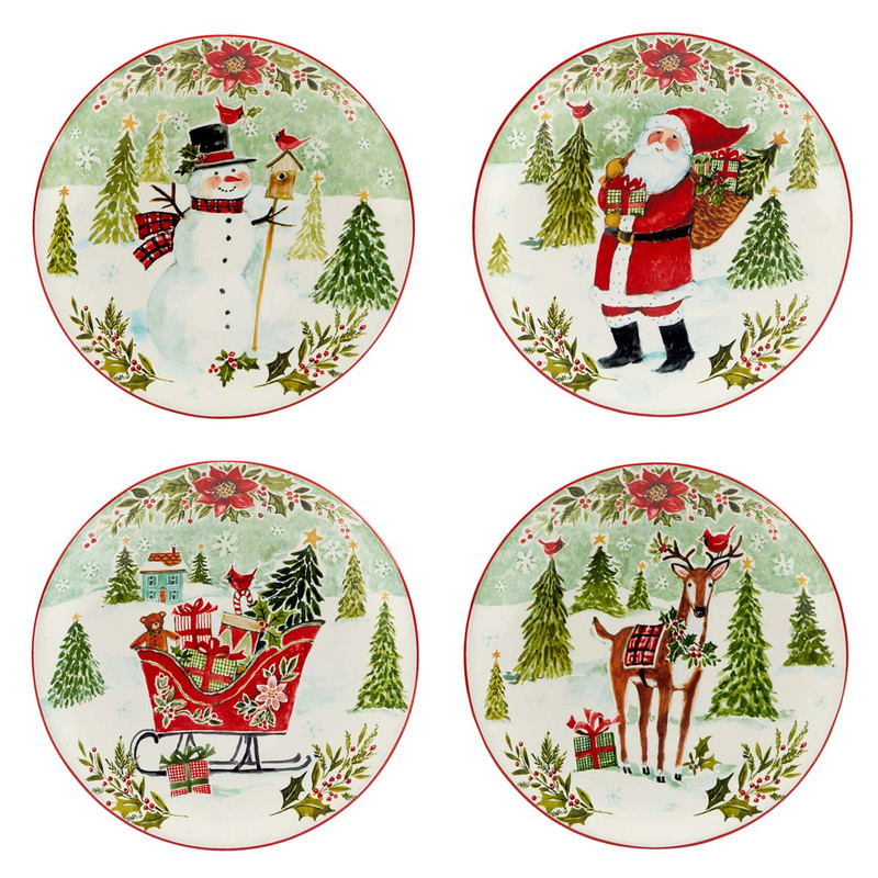 Christmas Delight Dessert Plate - Set of 4