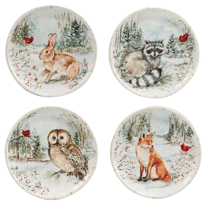 Winter Wildlife Dessert Plates - Set of 4 - OUT OF STOCK UNTIL 06/26/2024