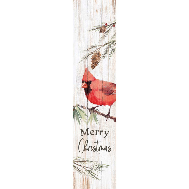 Cardinal Christmas Wood Porch Sign