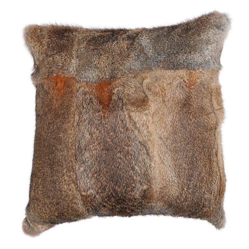 Brown Rabbit Fur Pillow - 20 x 20
