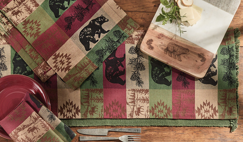 Pinecone Bear & Moose Table Runner - 54 Inch - OVERSTOCK