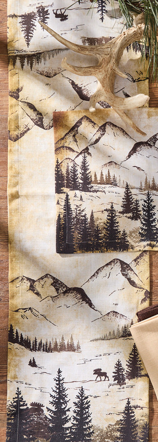 Mountainside Moose Table Runner - 54 Inch