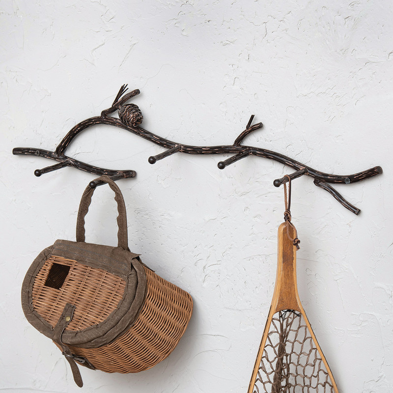Pinecone Branch Wall Hooks - Large