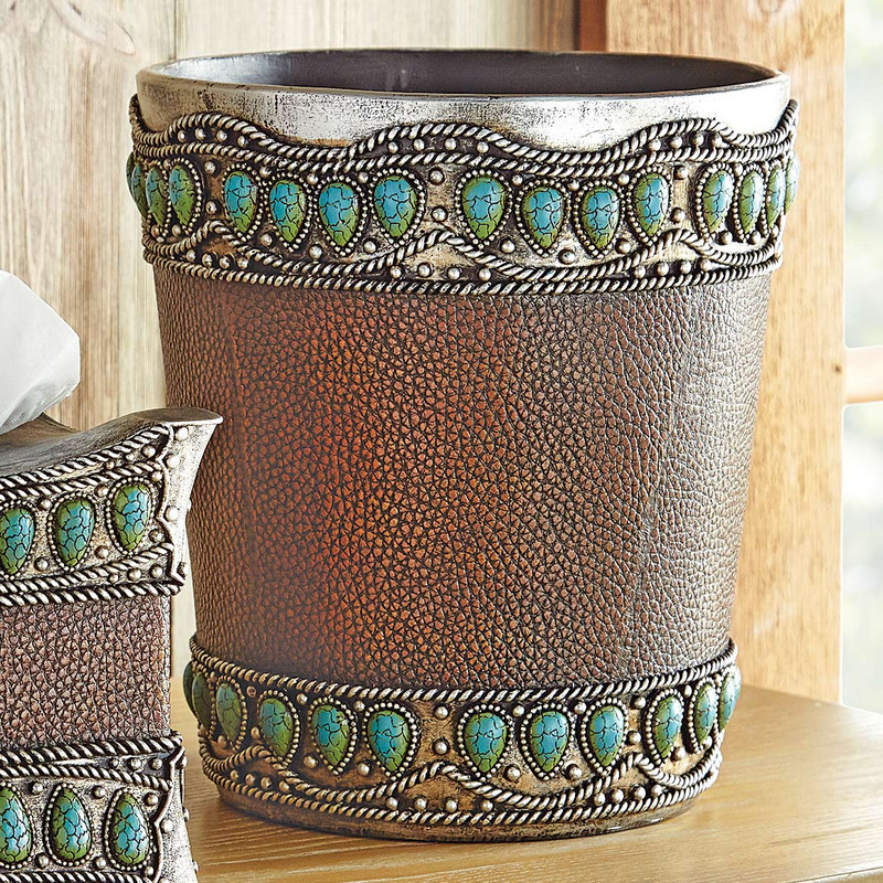 Tribal Turquoise Waste Basket