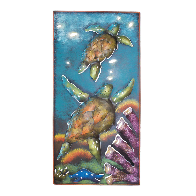 Vertical Sea Turtle Reef Panel Metal Wall Art - OVERSTOCK