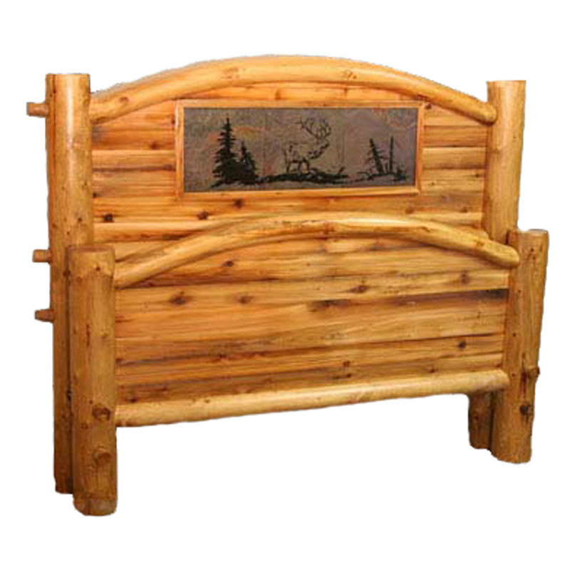 Barnwood Arched Bed with Slate Tile Elk Scene - King