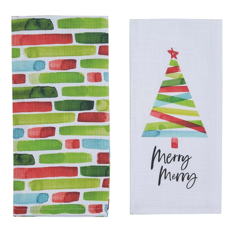 Modern Tree Merry Dishtowel - Set of 2