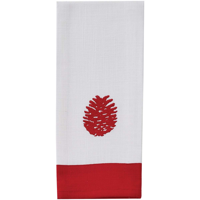 Red Pinecone Dishtowel - Set of 2