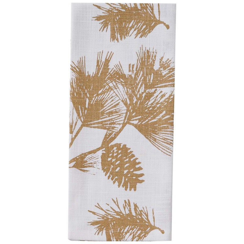 Golden Pine Branch Dishtowel - Set of 4