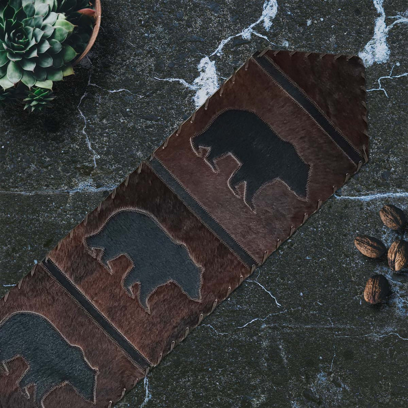 Midnight Bear Leather Table Runner - 120 Inch