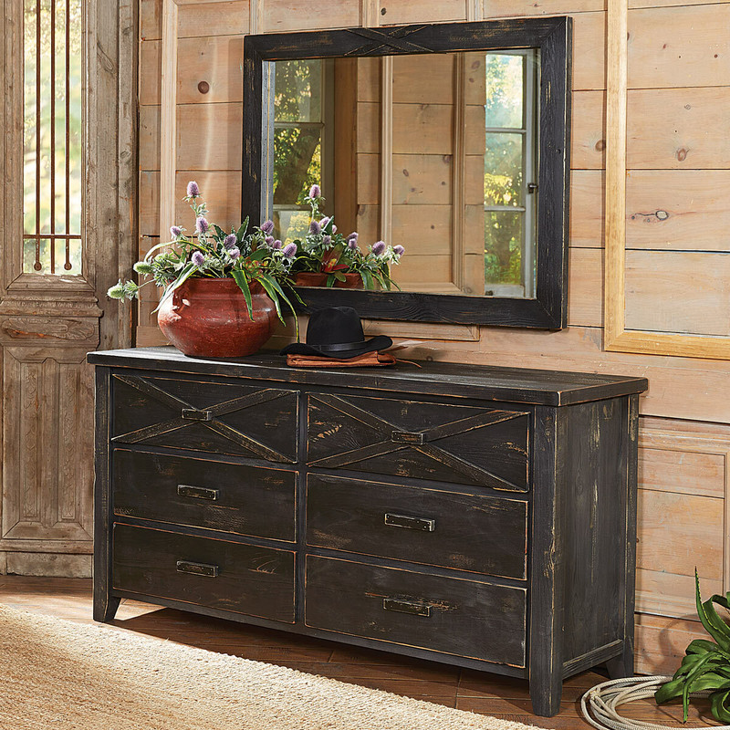 Barnwood Double X Dresser and Mirror